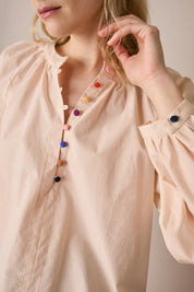 Cotton top with colourful buttons