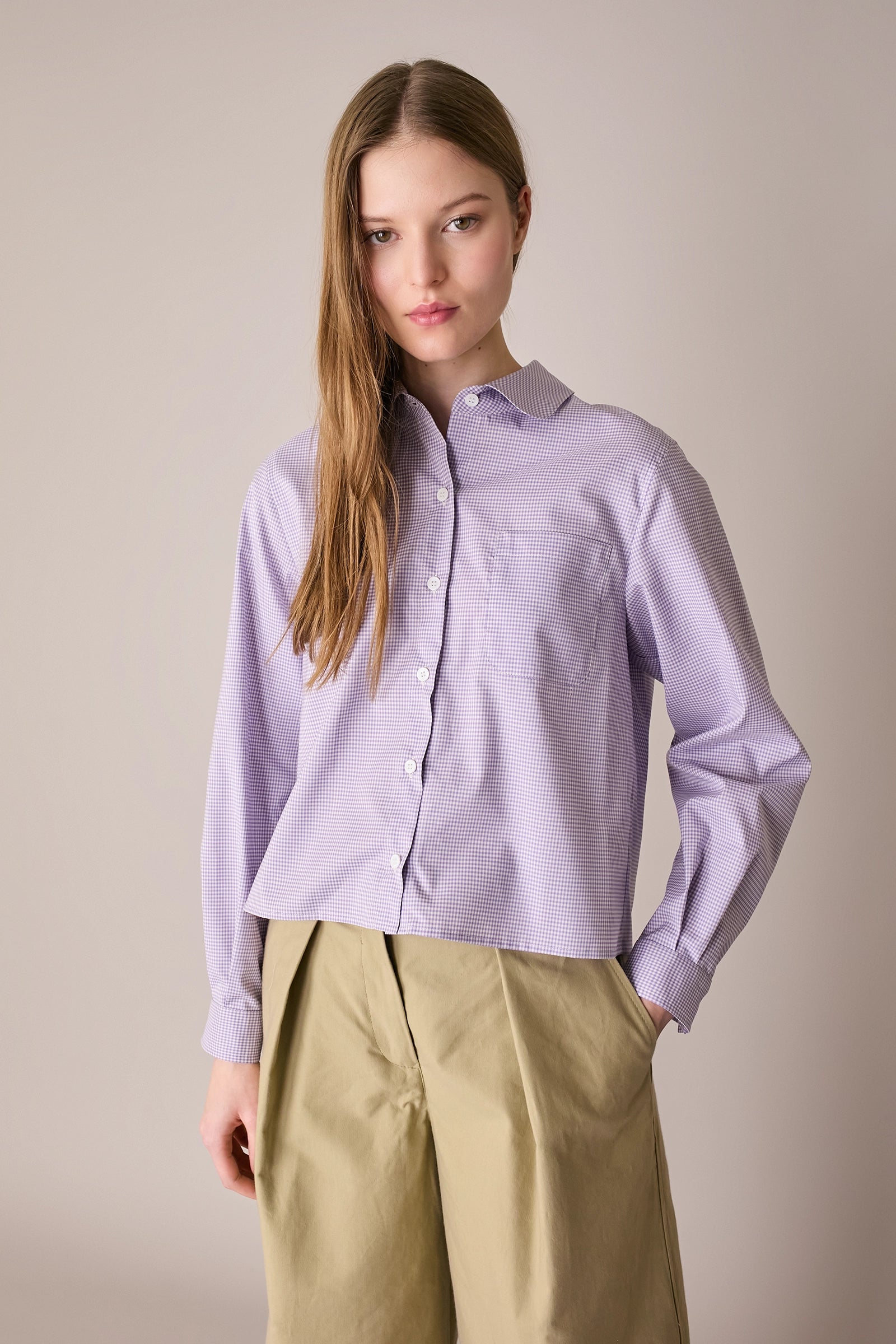 Camicia con colletto stondato