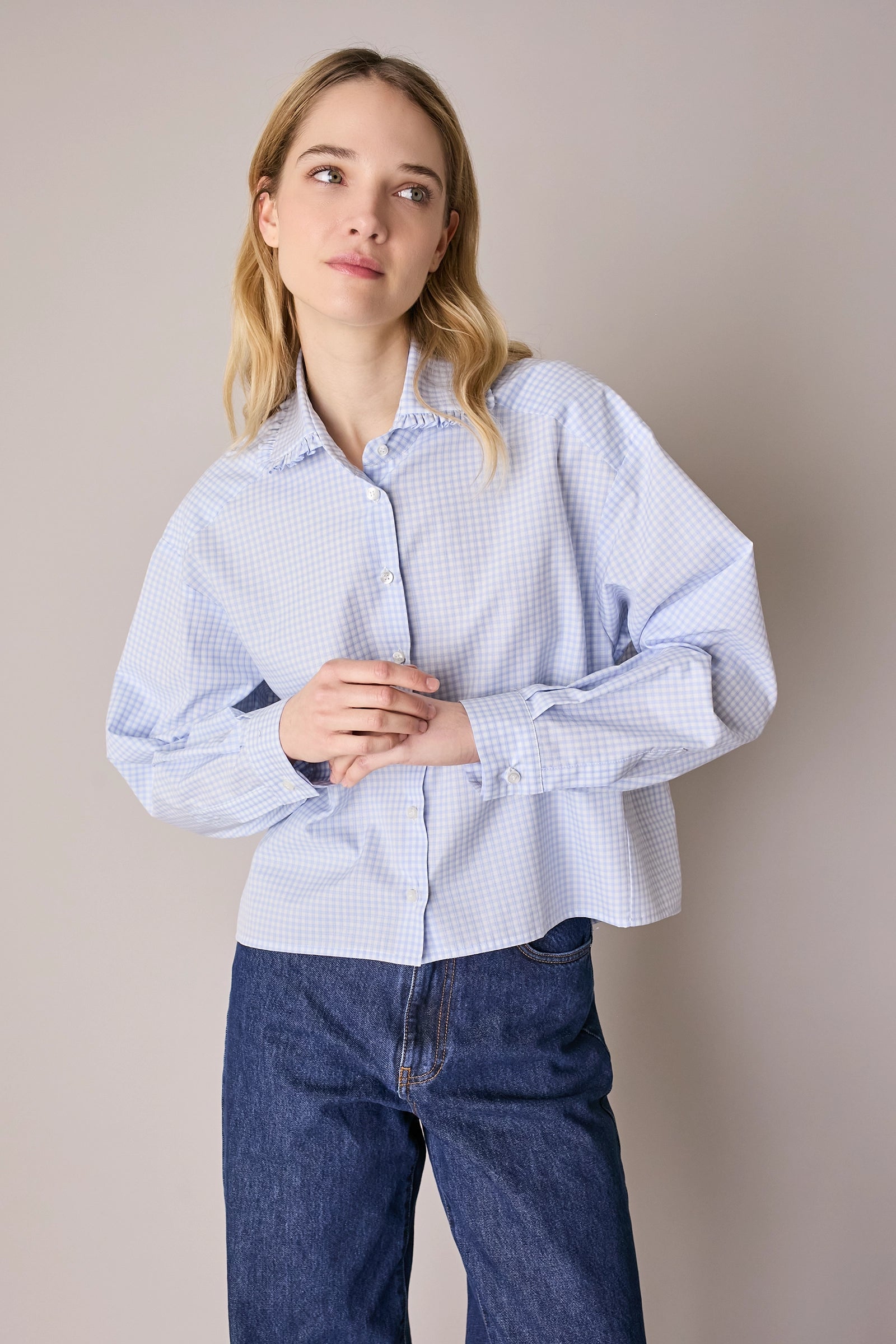 Camicia boxy con colletto volant