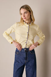 Ruffled-collar shirt with contrast trims