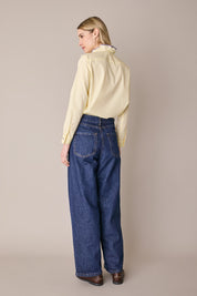 Ruffled-collar shirt with contrast trims