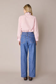 Ruffled-collar shirt with contrast trims