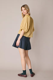 Cotton top with covered buttons