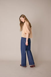 Cotton top with covered buttons