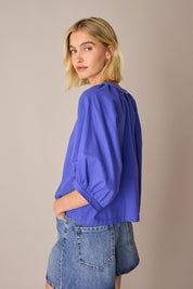 Cotton top with covered buttons