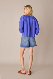 Cotton top with covered buttons