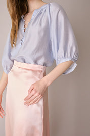 Top a righe in blend di seta