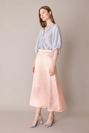 Top a righe in blend di seta