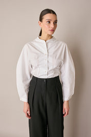 Cotton shirt with sculptural sleeves