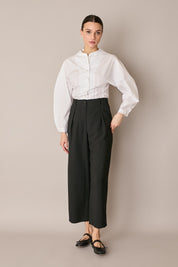 Cotton shirt with sculptural sleeves