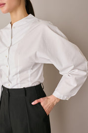 Cotton shirt with sculptural sleeves