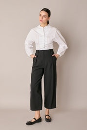 Cotton shirt with sculptural sleeves