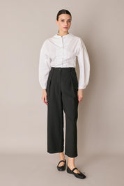 Cotton shirt with sculptural sleeves