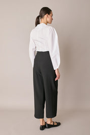 Cotton shirt with sculptural sleeves