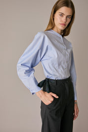 Cotton shirt with sculptural sleeves