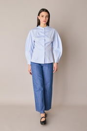 Cotton shirt with sculptural sleeves