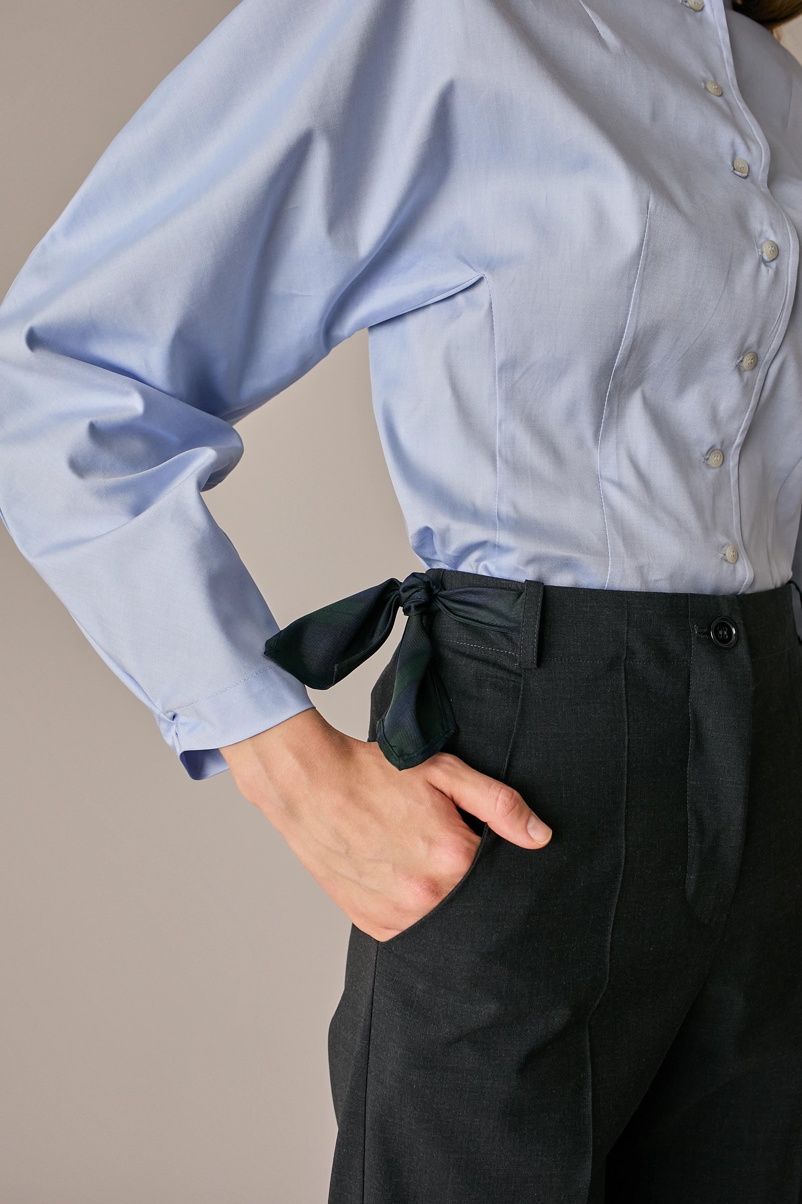 Cotton shirt with sculptural sleeves