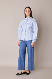 Cotton shirt with sculptural sleeves