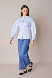 Cotton shirt with sculptural sleeves