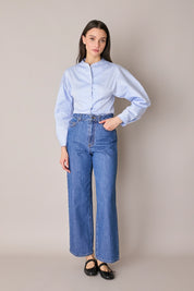 Cotton shirt with sculptural sleeves