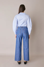 Cotton shirt with sculptural sleeves