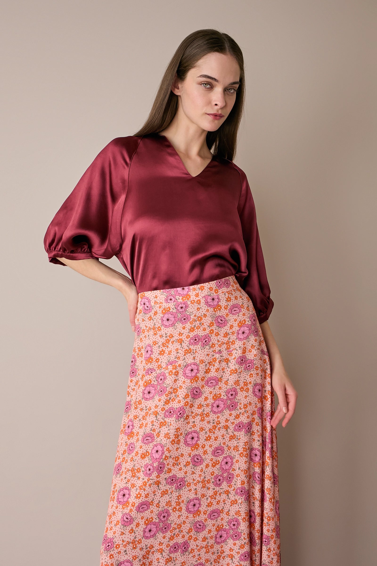 Blusa in raso operato