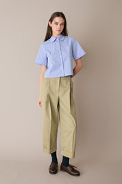 Camicia boxy in cotone con colletto stondato