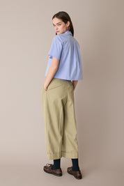 Camicia boxy in cotone con colletto stondato