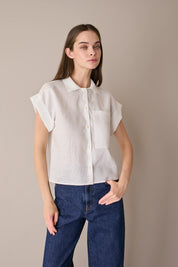 Linen shirt with patch pocket