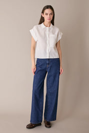 Linen shirt with patch pocket