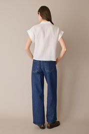 Linen shirt with patch pocket