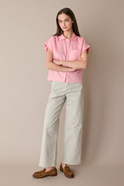 Linen shirt with patch pocket