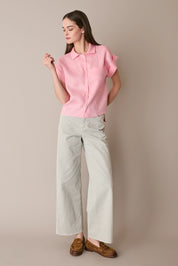 Linen shirt with patch pocket