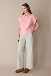 Linen shirt with patch pocket