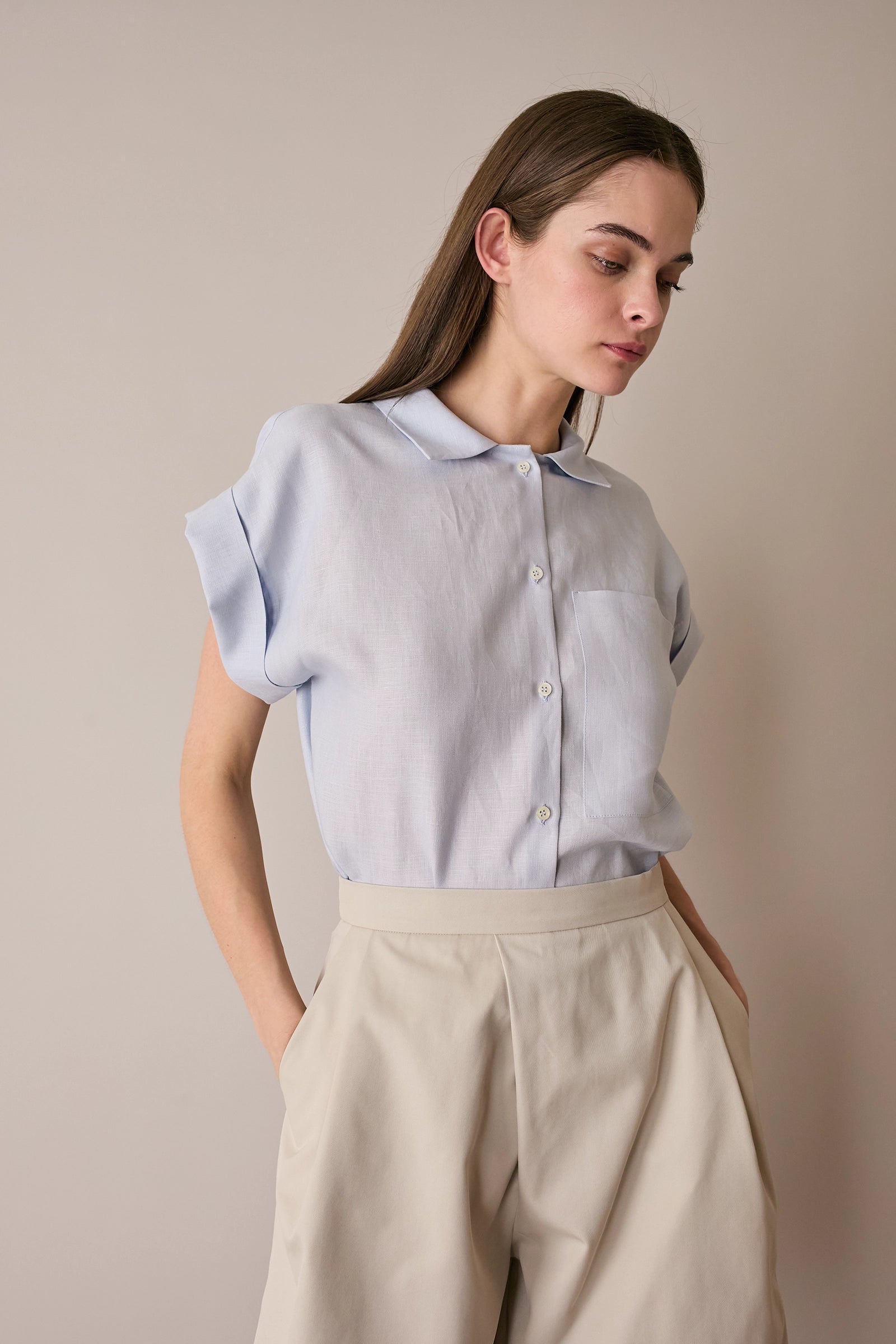 Camicia in lino con taschino