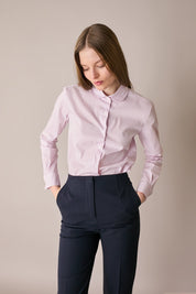 Camicia in cotone stretch con colletto stondato