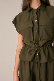 Drawstring cotton shirt