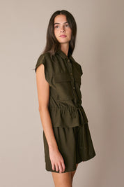 Drawstring cotton shirt