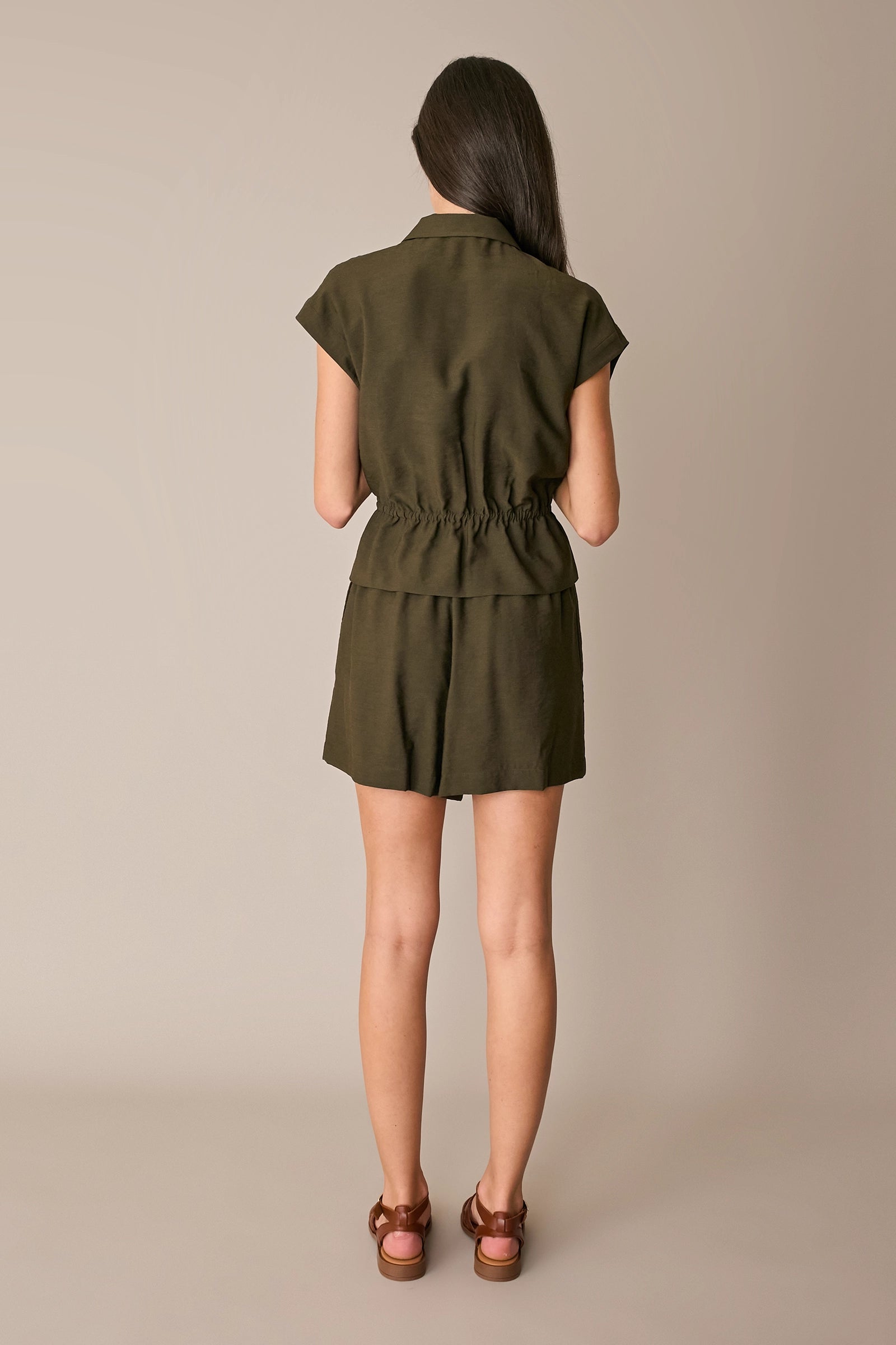 Drawstring cotton shirt