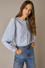 Crewneck shirt with puff sleeves