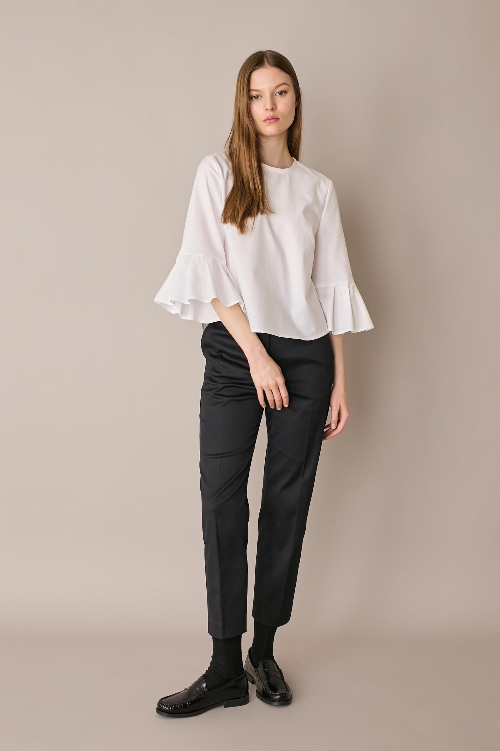 Cotton top with bell sleeves