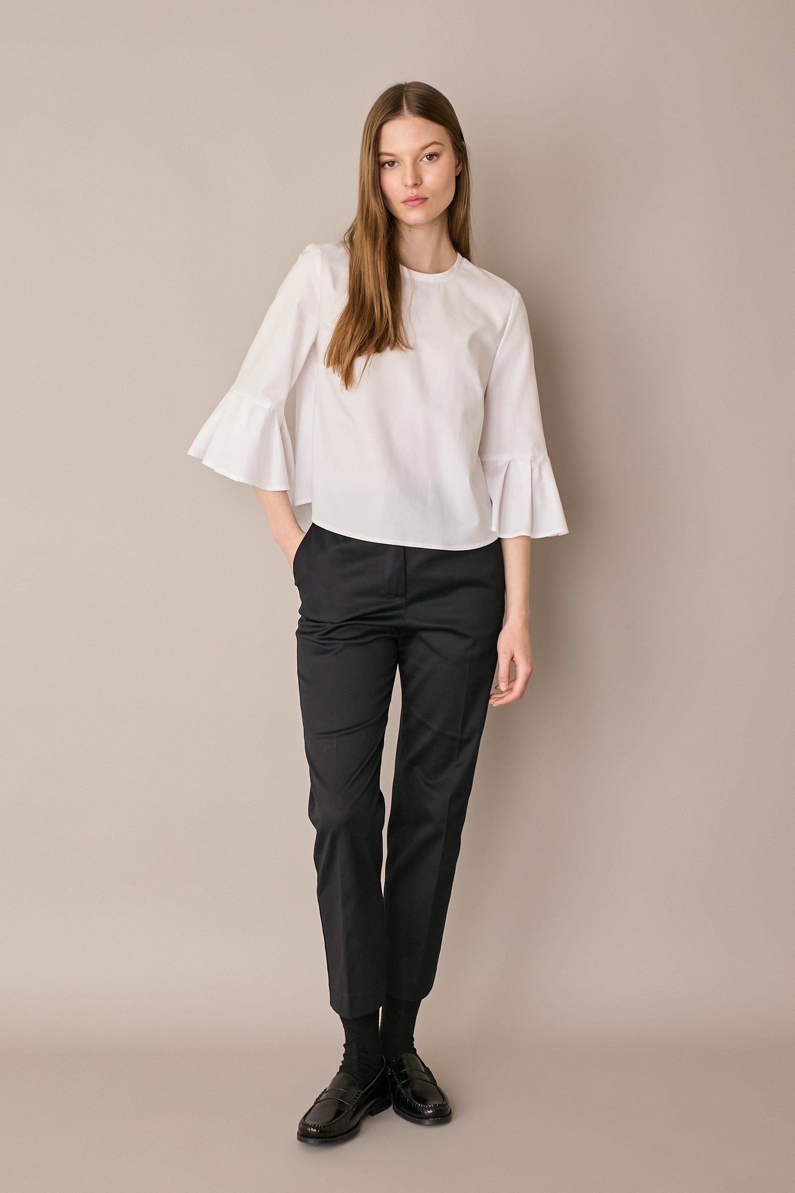 Cotton top with bell sleeves