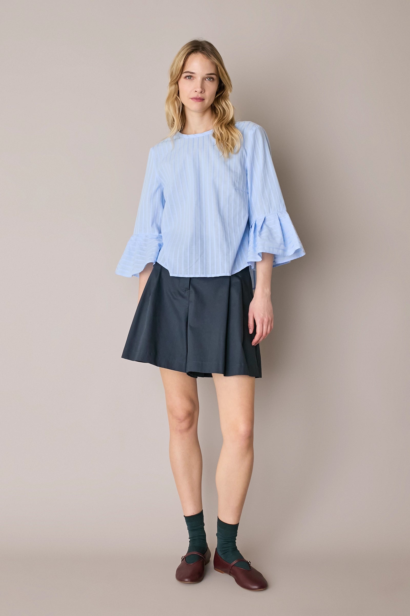 Cotton top with bell sleeves