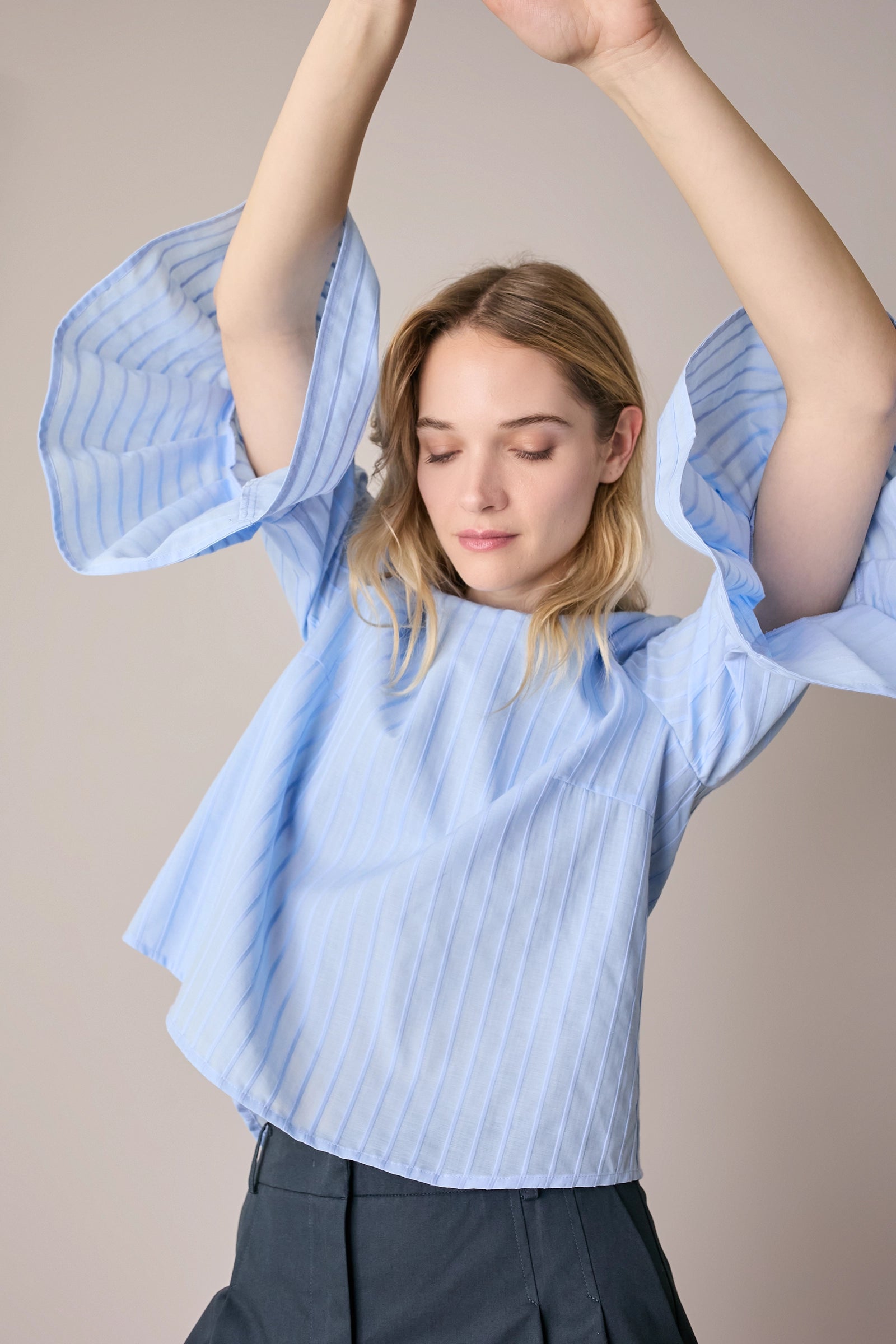 Cotton top with bell sleeves