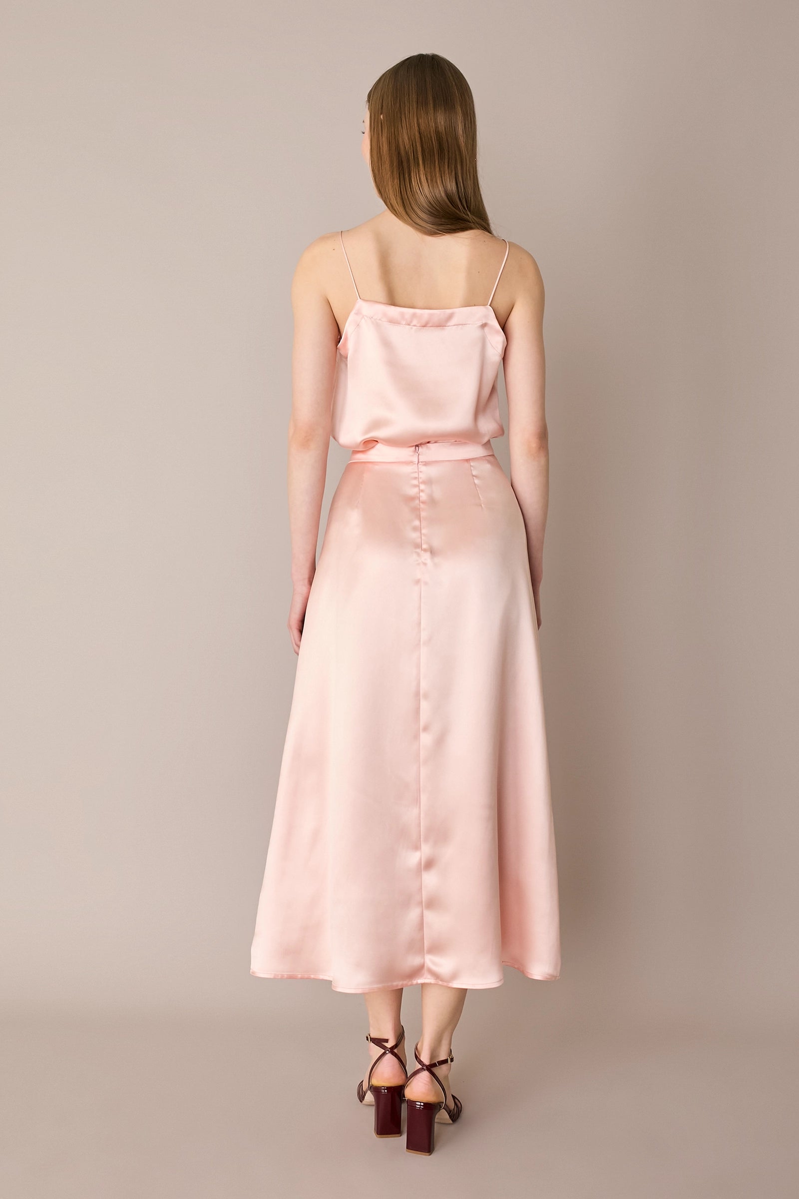 Top in blend di seta con spalline sottili