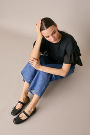 T-shirt con balze a contrasto