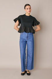 T-shirt con balze a contrasto