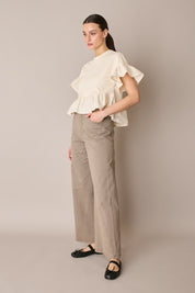 T-shirt con balze a contrasto