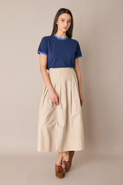 T-shirt in cotone con profili a contrasto