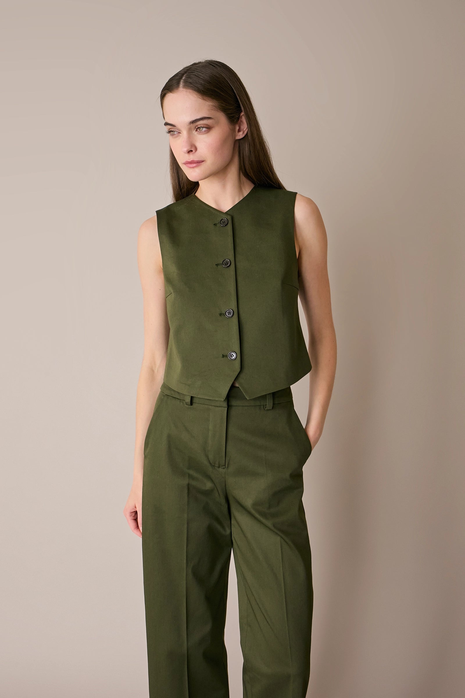 Stretch cotton vest 